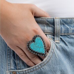 Turquoise Heart Statement Ring